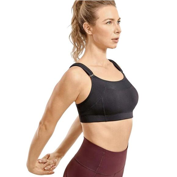 Syrokan High Impact Sports Bra WireFree Black 34DD - Picture 1 of 10